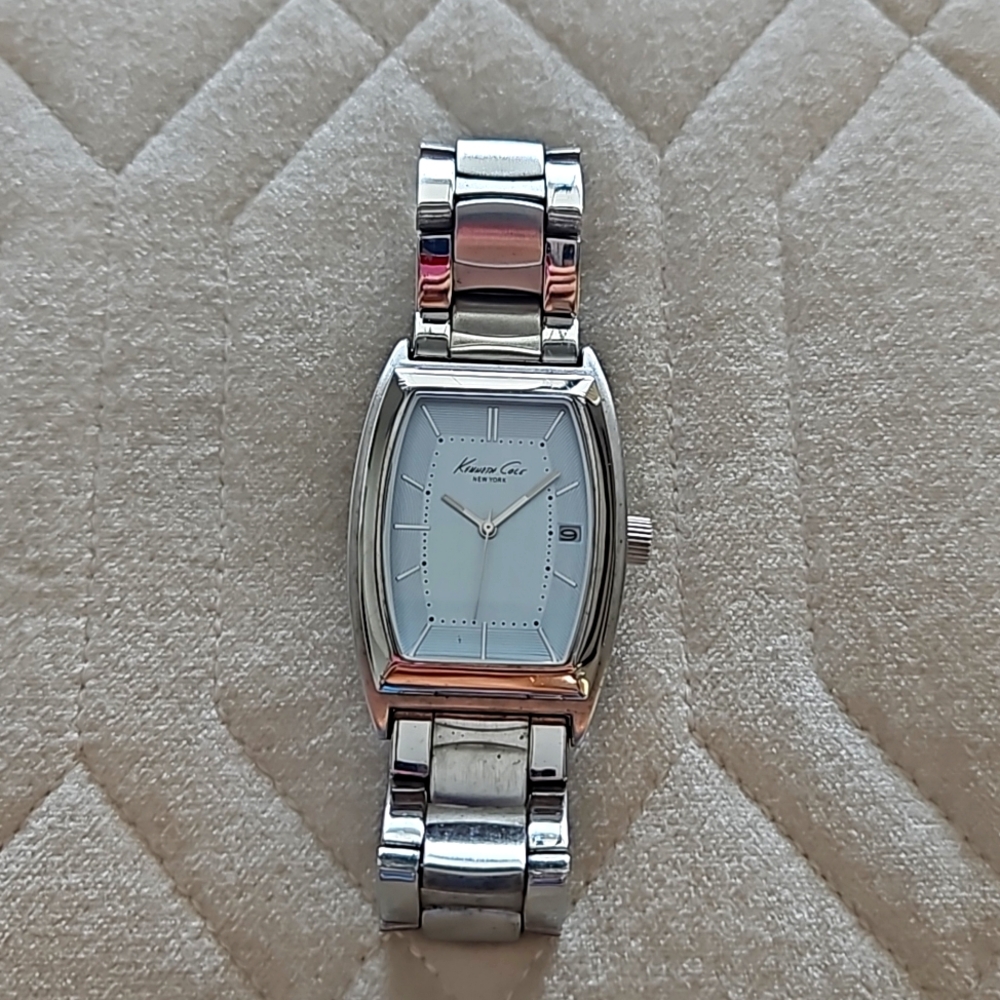 Kenneth Cole New York Watch Silver Tone Stainless Steel Band Date Indicator